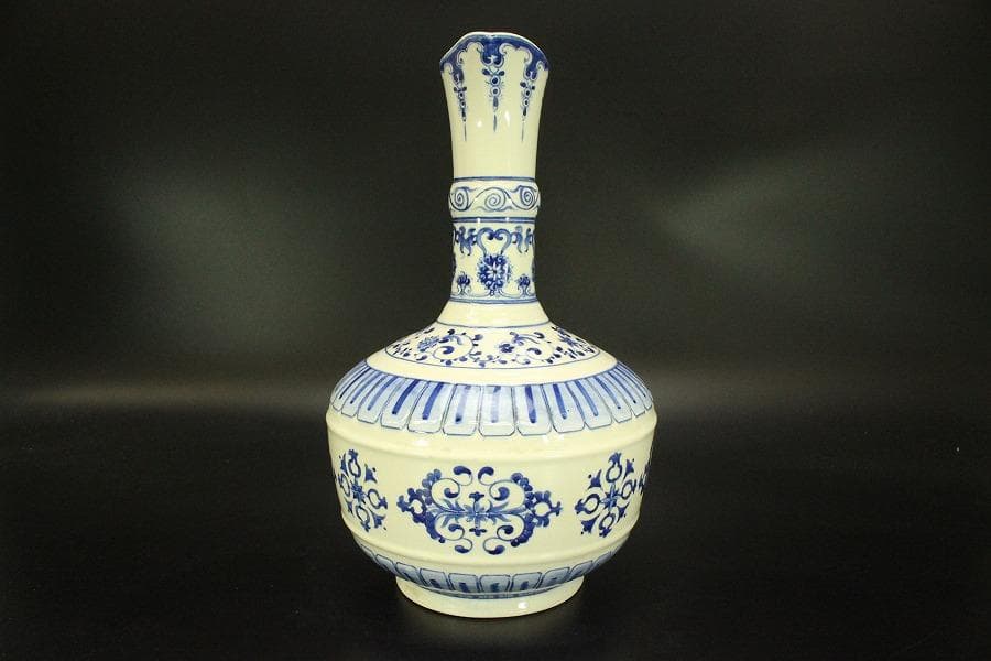 中国美術 青花 纏枝花紋 水注 瓶 中華民国(A884)