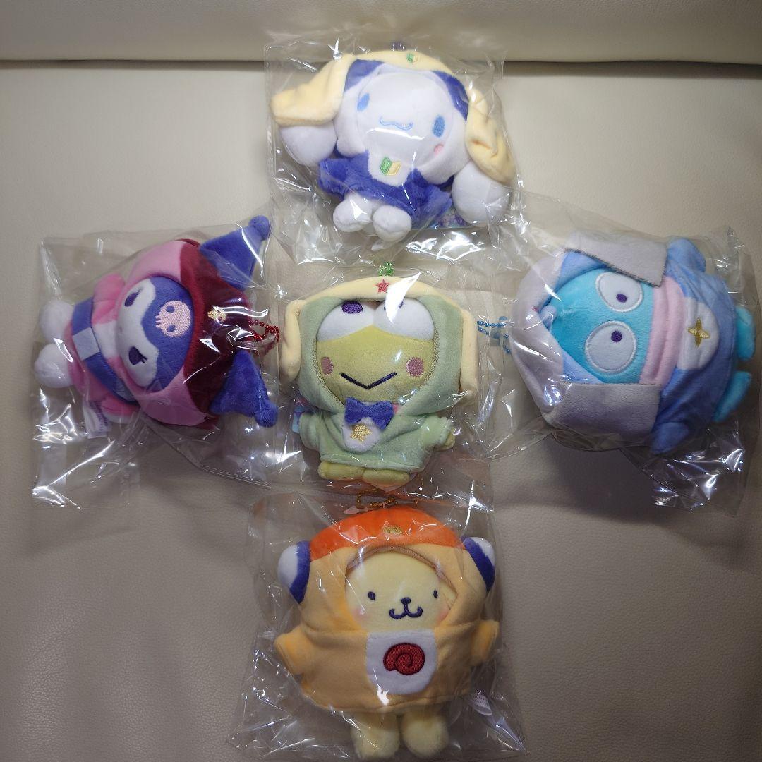 サンリオ✕ケロロ軍曹 コラボキーチェーン付きぬいぐるみ ケロロ小隊5体セット