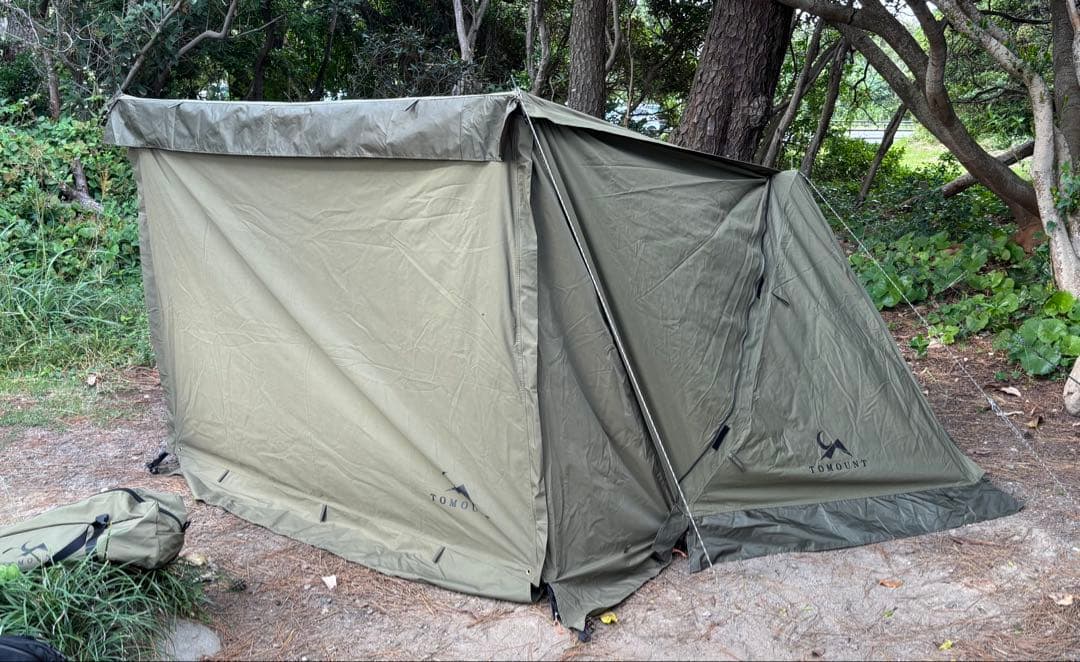 TOMOUNT TCパップテント 前幕付き 軍幕 カーキ