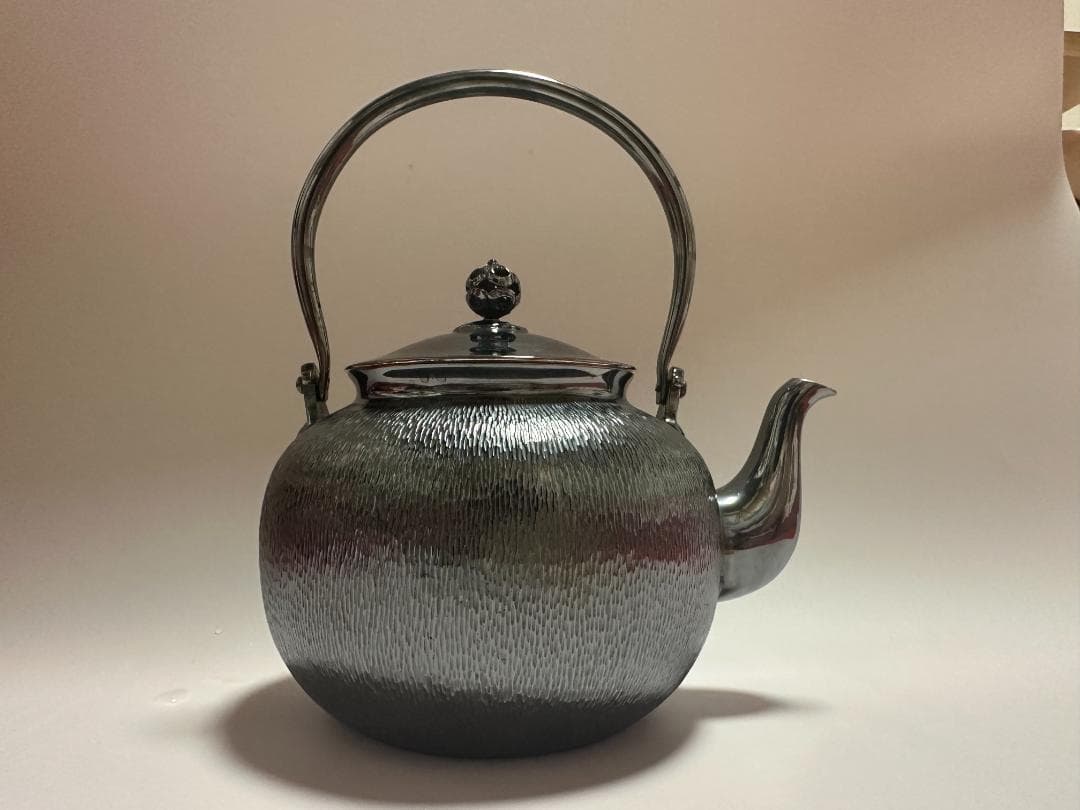 純銀製 望月形 湯沸 銀瓶 煎茶道具