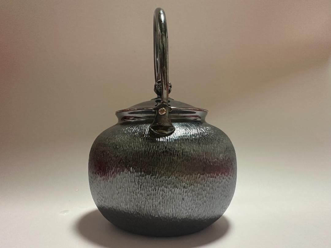 純銀製 望月形 湯沸 銀瓶 煎茶道具