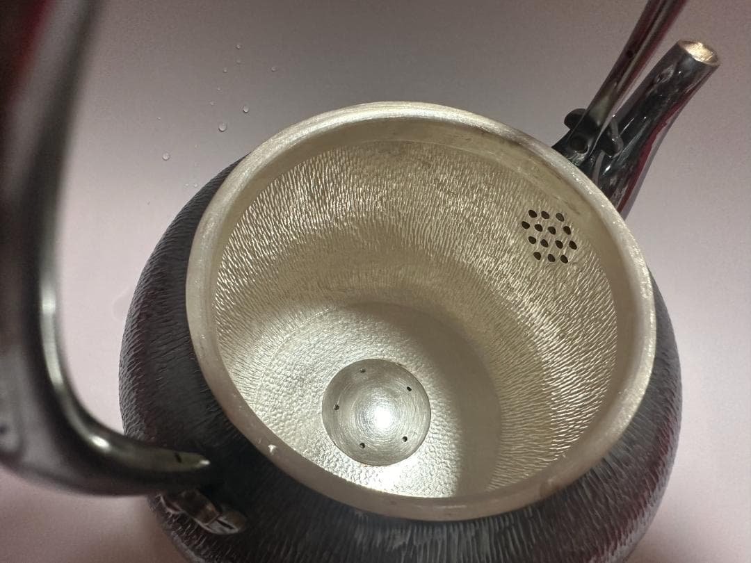 純銀製 望月形 湯沸 銀瓶 煎茶道具