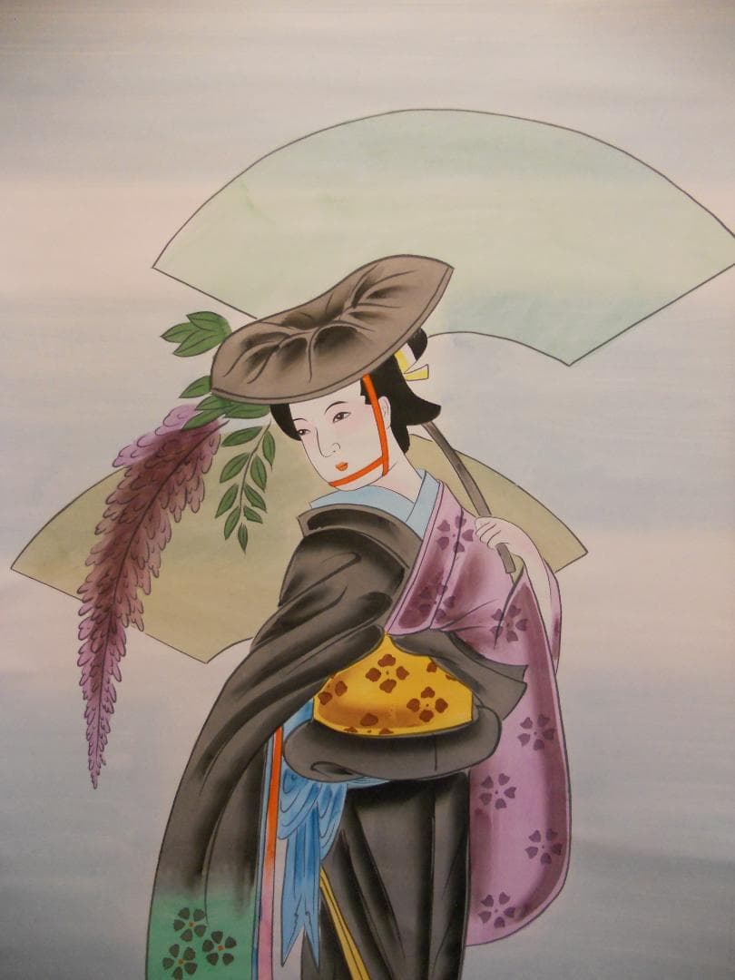 掛け軸 昇月 藤娘 紙本 希少 軸装 茶道具 掛軸 美品 です。