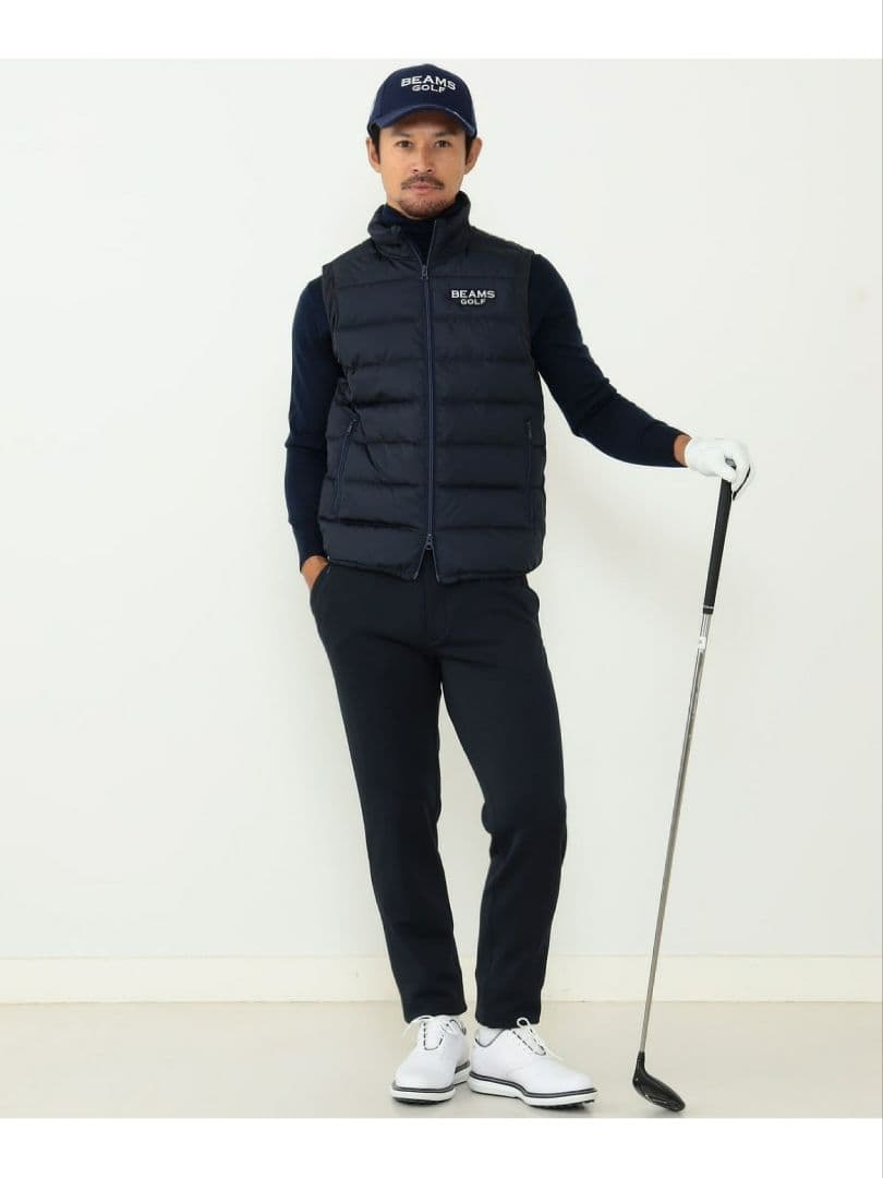 美品 ビームスゴルフパープルレーベル ダウンベストメンズ4 M ゴルフウェア
