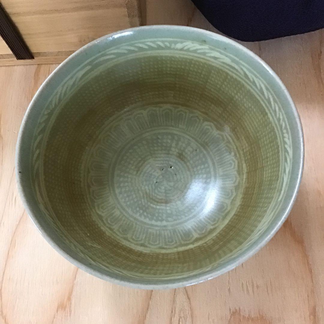 茶道具 玉子手茶碗 釡谷陶房 韓国人間国宝 申相浩 作 桐共箱N211SH