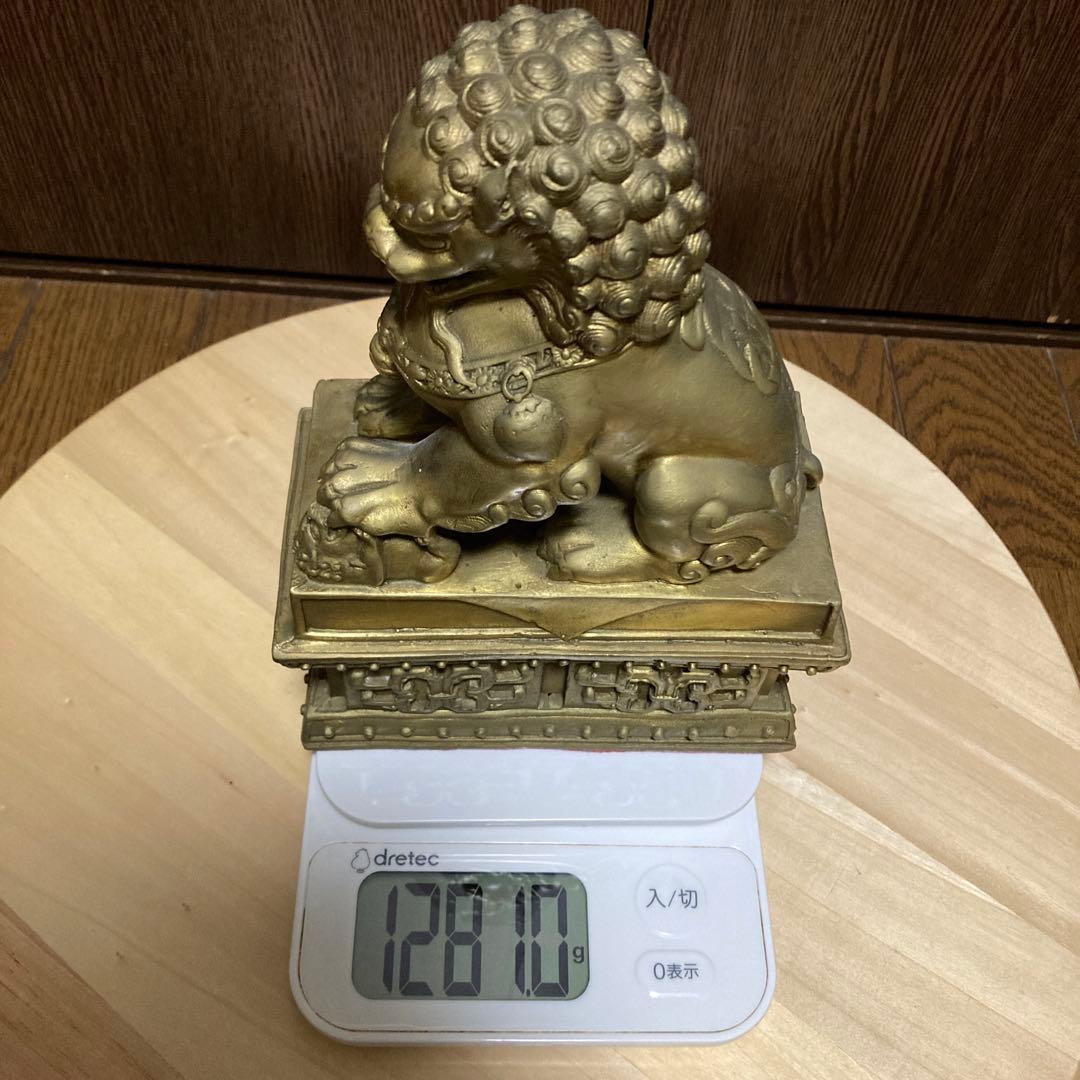 最強の守護者　真鍮製　シーサー　獅子　狛犬像2体セット