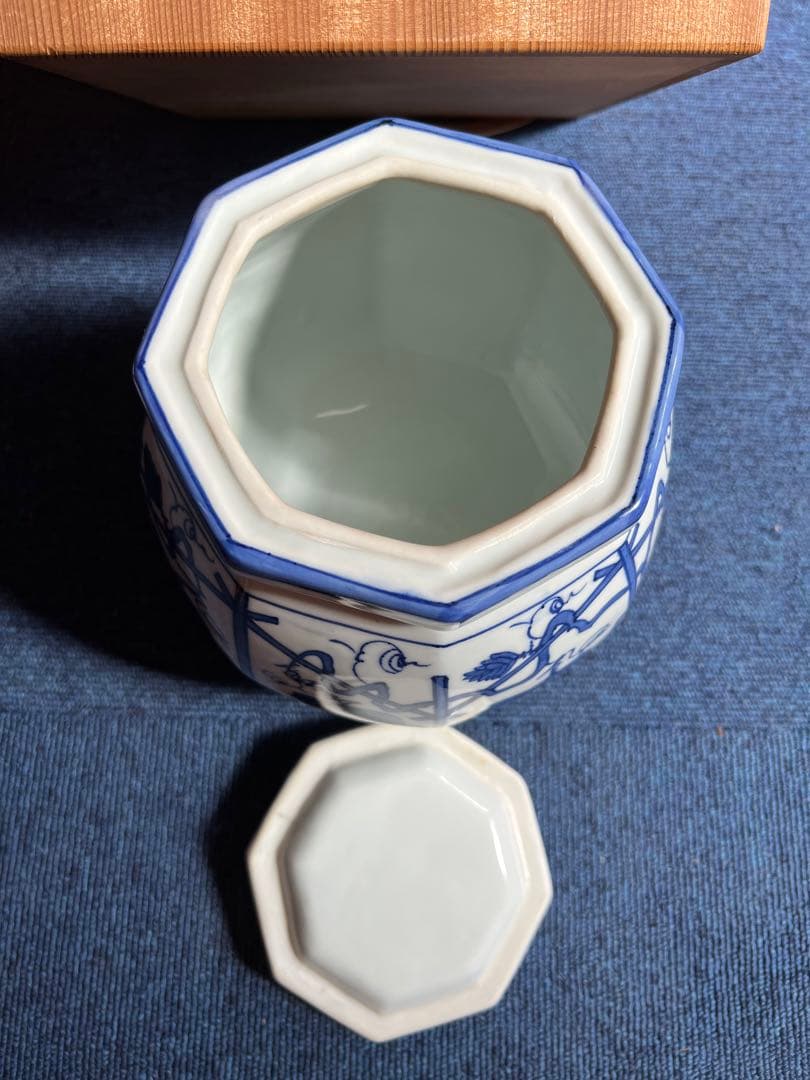 885  茶道具 水指  葡萄棚 染付 水指 京焼 平安 富田静山