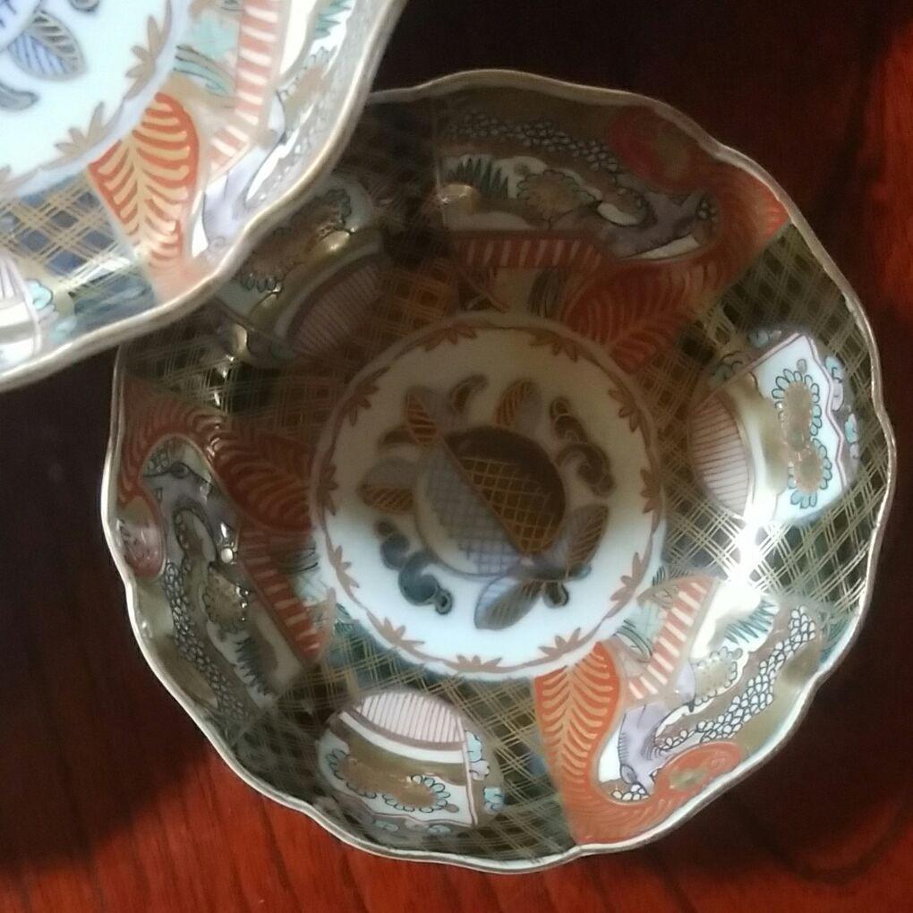 149  明治時代　伊万里焼　色絵金採　膾皿5客