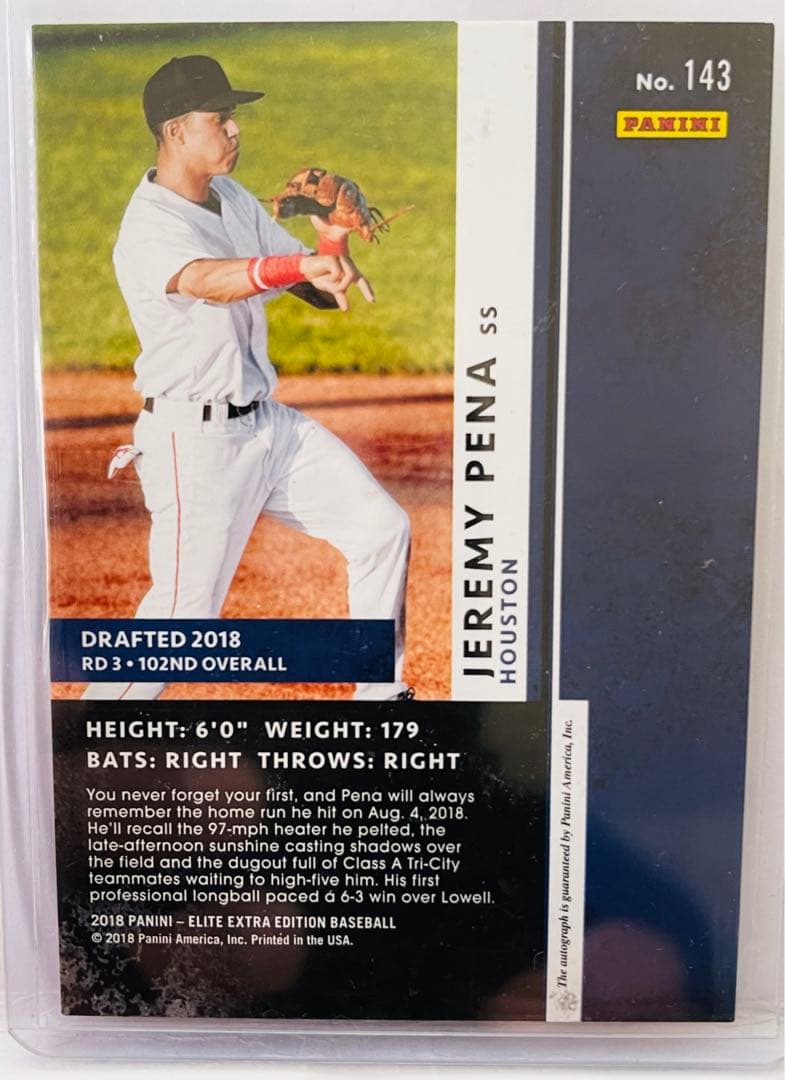 Jeremy Pena 直筆サイン　auto 2018 Panini WBC