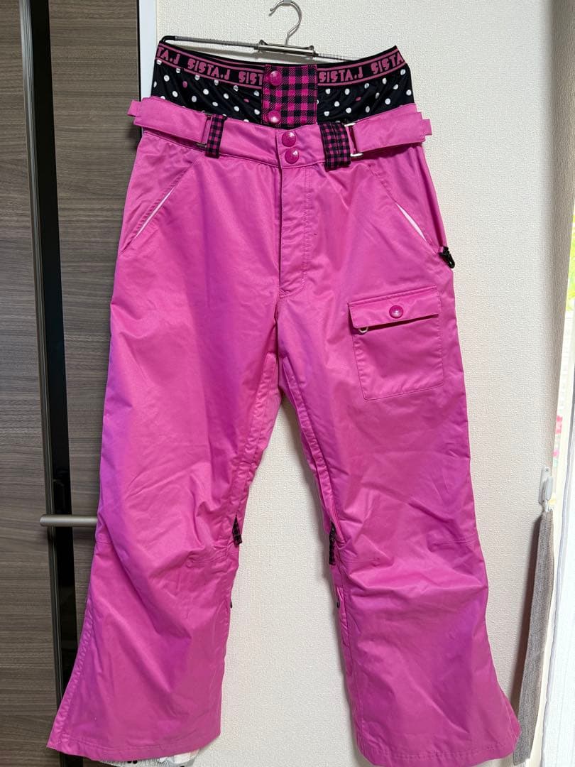 【美品】X-NIX セットアップ　スノボーウェア L/（USM）ピンク　チェック