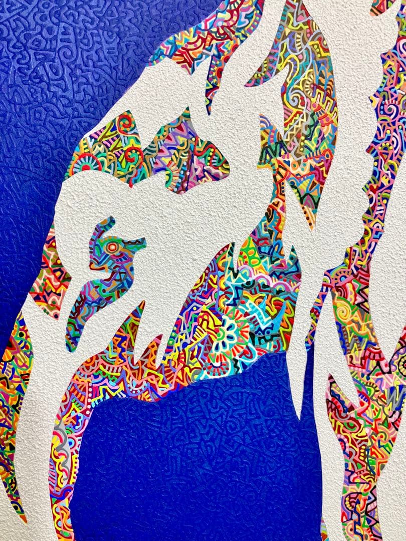 原画　象　動物画　絵画　アクリル画　現代アート　細密画　手描き　一点物