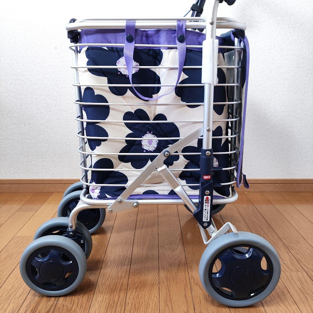 ⭐️美品⭐️ユーバ産業 ブレーキ付 アルミワイヤーカート 花柄