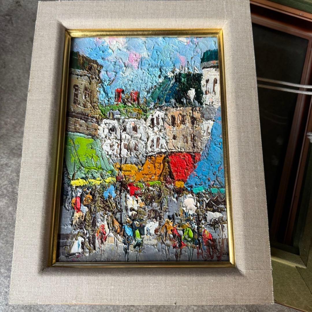 渡部ひでき　パリの街角　油彩画