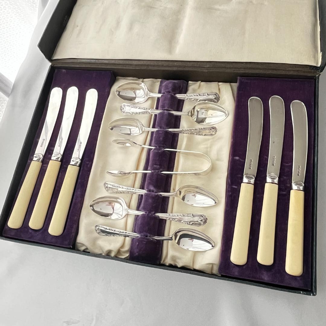 【英国】 アフタヌーンティーセット ティーナイフ ティースプーン トング ケース