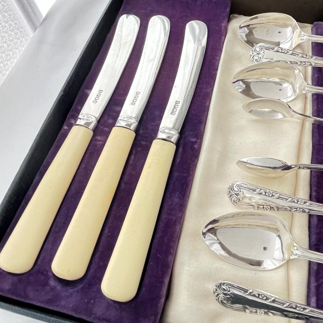 【英国】 アフタヌーンティーセット ティーナイフ ティースプーン トング ケース