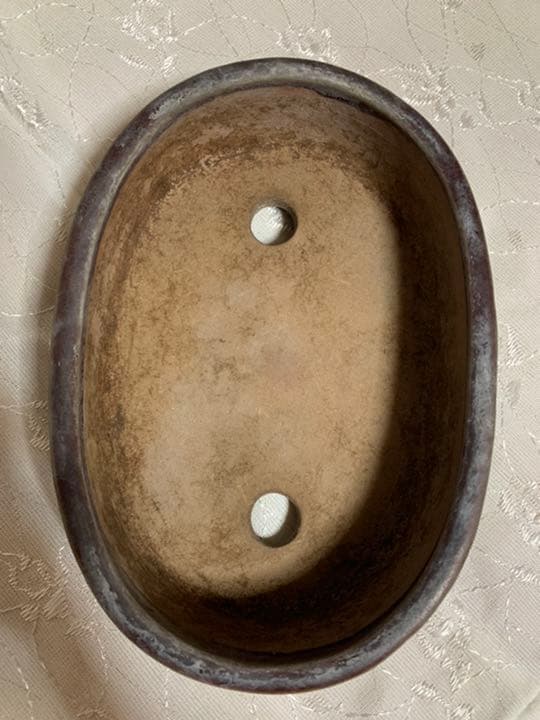 盆栽鉢　落款あり　楕円