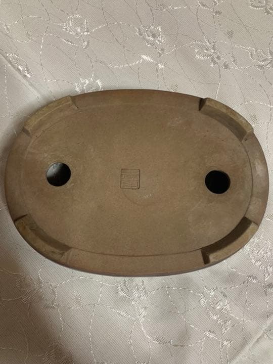 盆栽鉢　落款あり　楕円