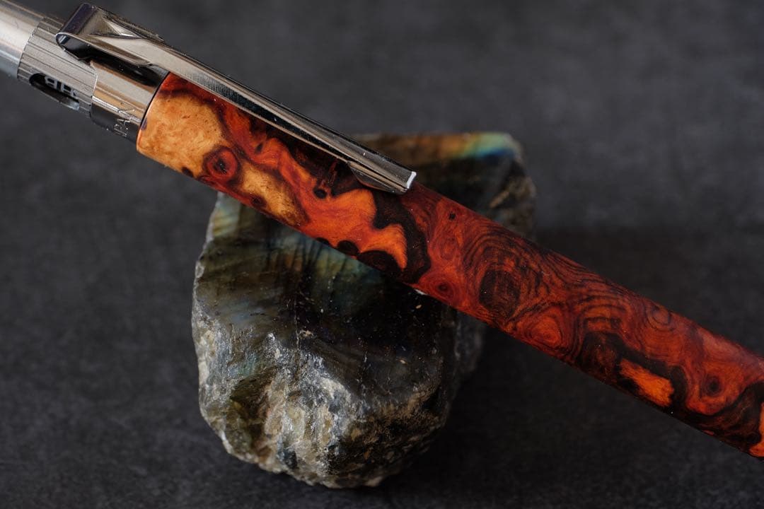 PG5木軸カスタム0214　高村杢工房 製図用シャープペンシル　極上花梨瘤紅白