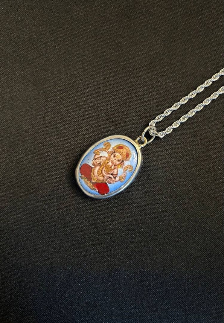 藤井風 イメージペンダント ネックレス 【オーム文字・ガネーシャ・青】