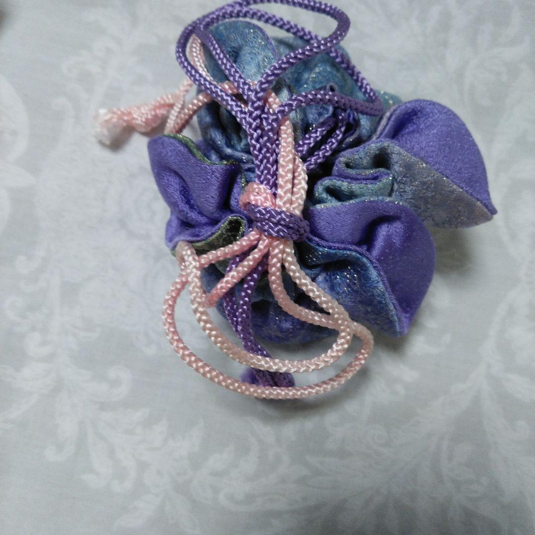 久保田一竹　巾着　きんちゃく　未使用　辻が花　紫青グラデーション　押印有　美術館