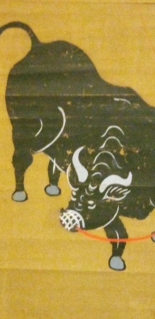 大津絵、江戸時代牛の掛け軸