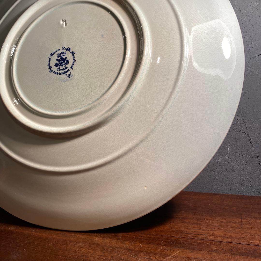 オランダ デルフト焼き 39.5cm壁掛け飾り皿 ヴィンテージ アート