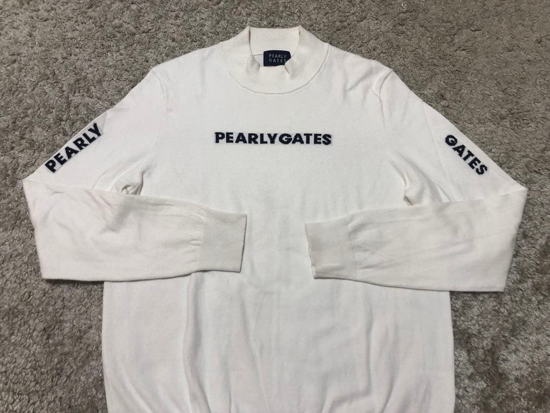 PEARLY GATES・パーリーゲイツ⚫︎コットンモックネックニット白2