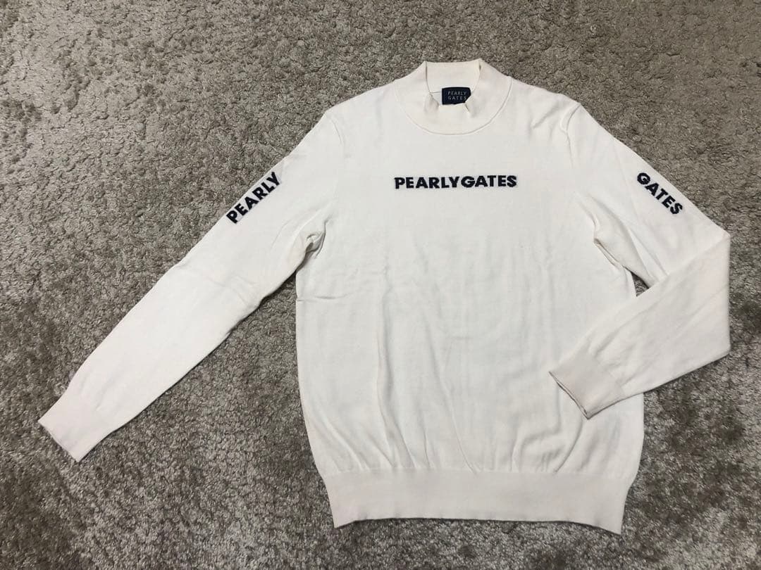 PEARLY GATES・パーリーゲイツ⚫︎コットンモックネックニット白2