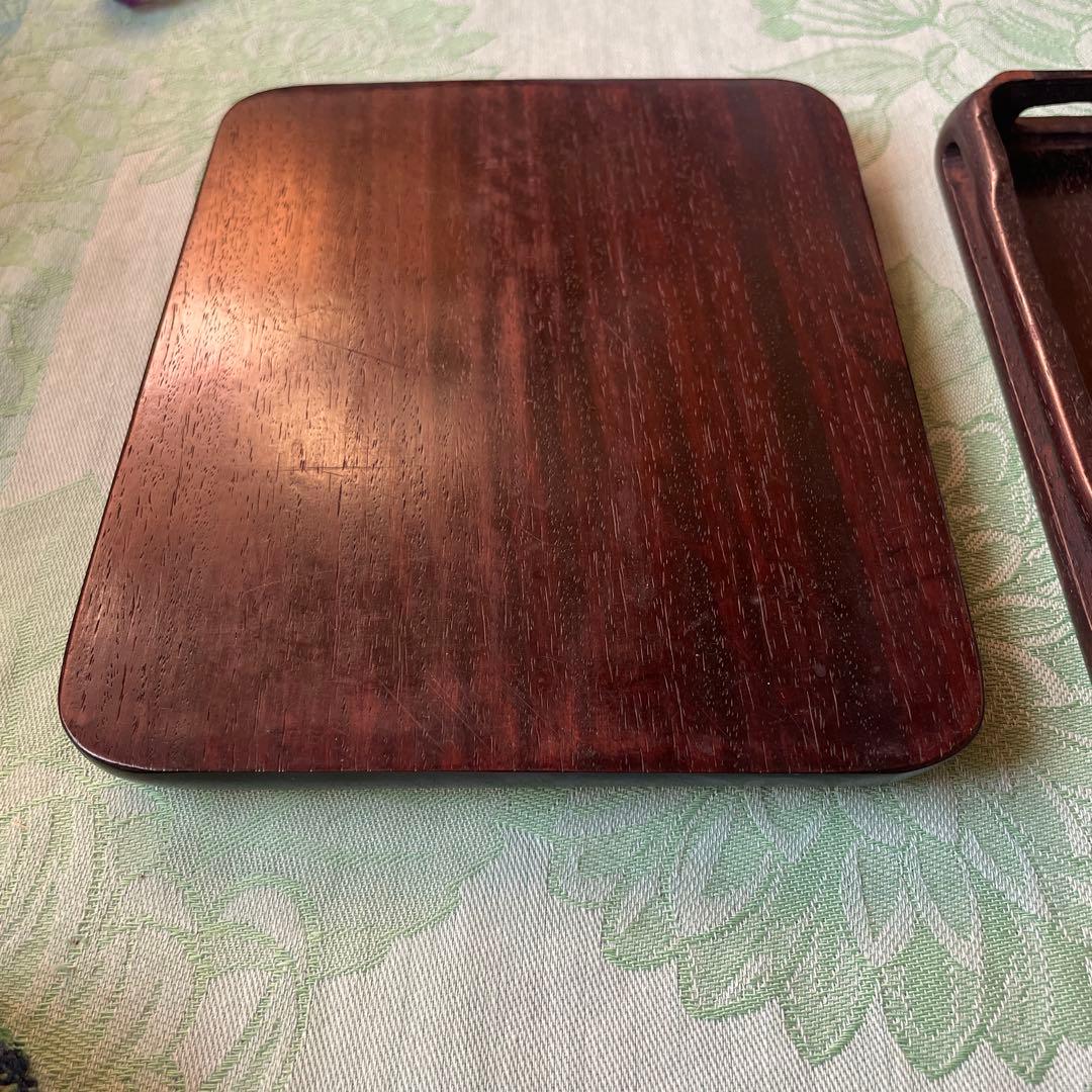 唐木 花台　紫檀系 天然木 透かし彫り 飾台 盆栽 華道　 2点セット