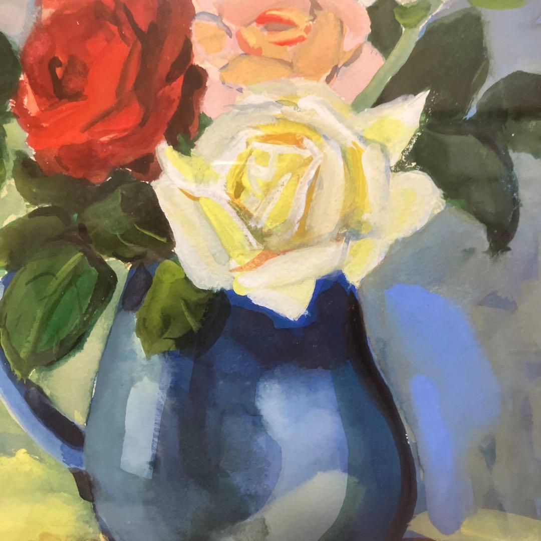 バラ　油絵　★