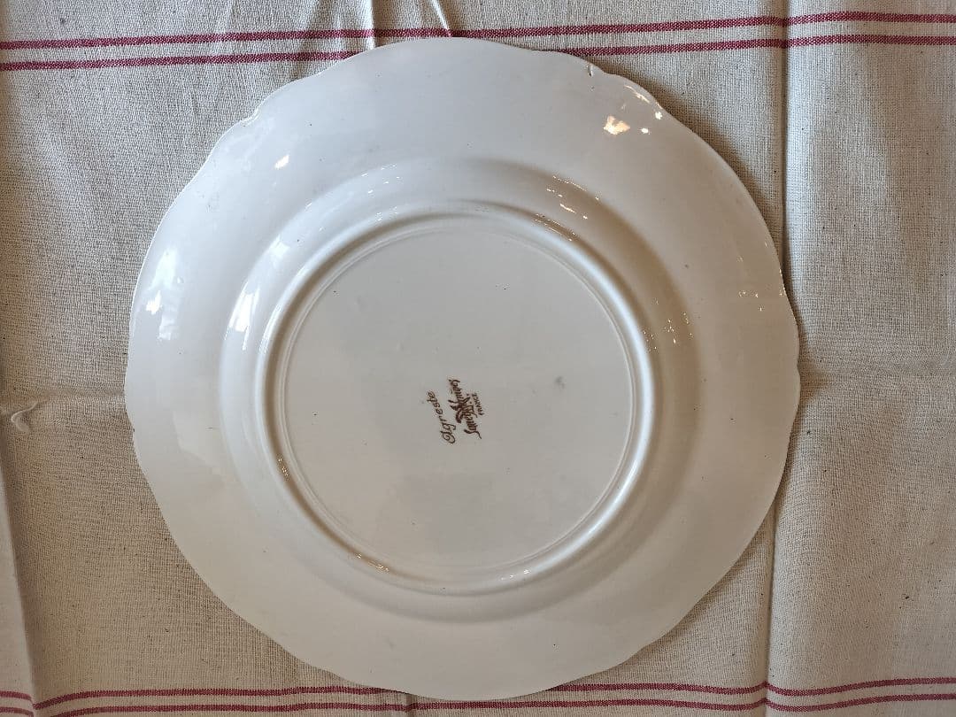 アンティーク　フランス　サルグミンヌ　アグレスト　花柄　大皿　34cm