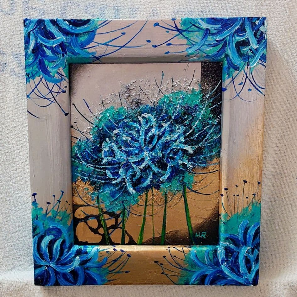 油絵 絵画【白と黄色花】