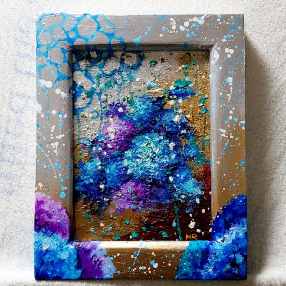 油絵 絵画【白と黄色花】