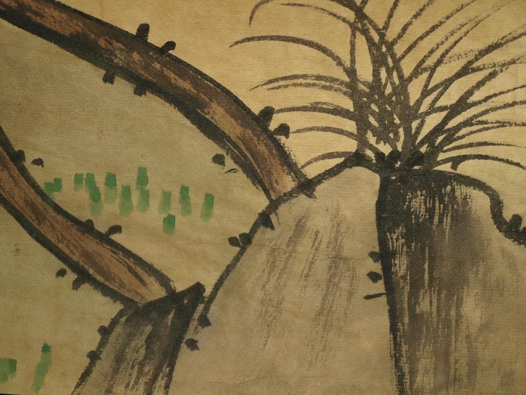 中国古美術 明時代の絵　仇英作　掛け軸　鳥図　骨董品 BD061A12-4