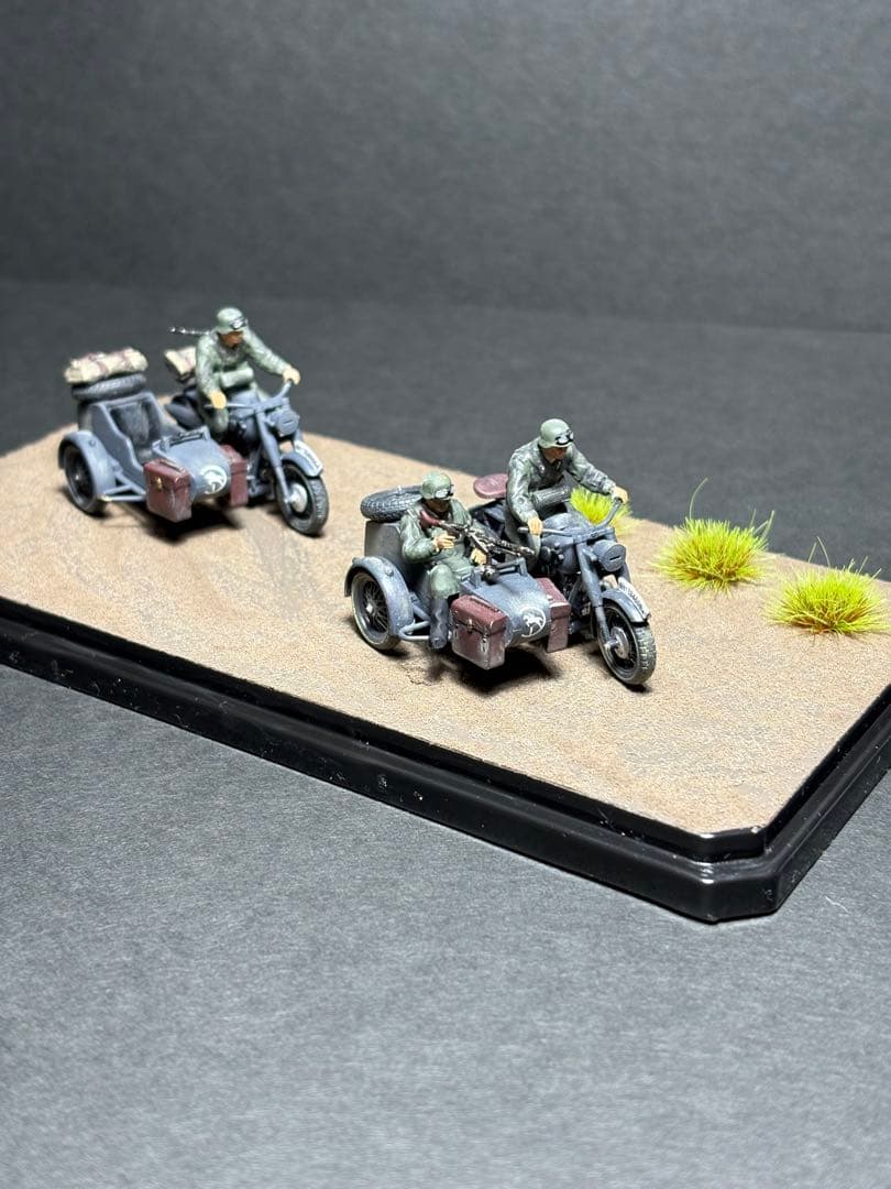 作品No28. ジオラマ1/48 ドイツ陸軍 軍用サイドカー プラモデル完成品