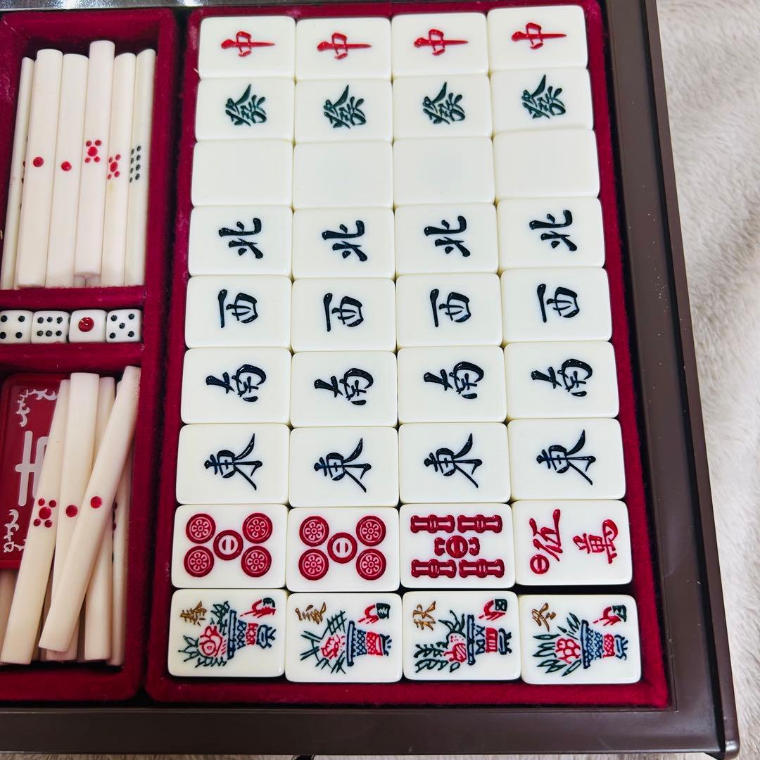 【ほぼ未使用】ミズノ丸一麻雀牌　金文字花牌　昭和レトロ　高級牌　背黄