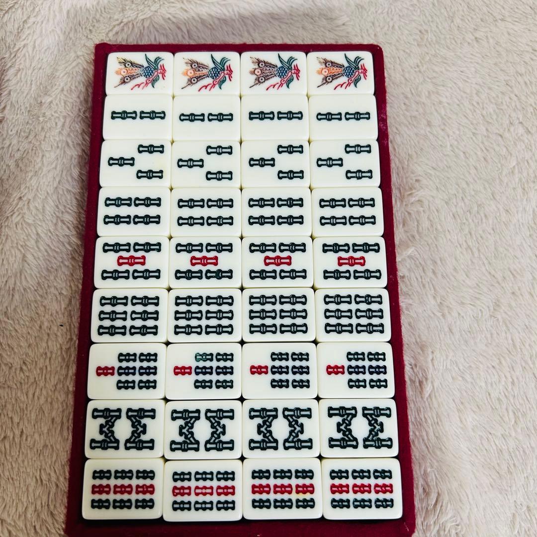 【ほぼ未使用】ミズノ丸一麻雀牌　金文字花牌　昭和レトロ　高級牌　背黄