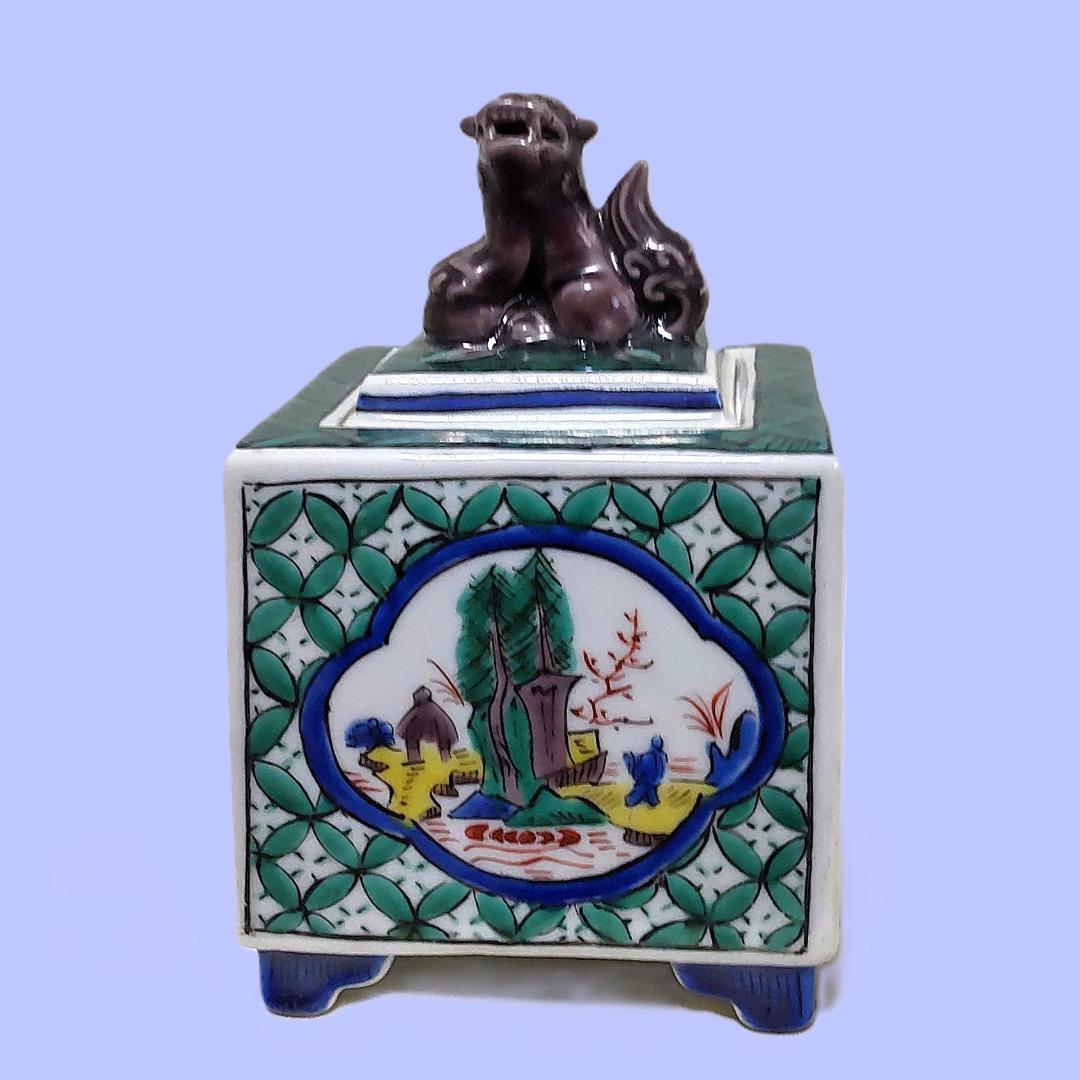 香炉　九谷焼　工芸品　九谷祥月　共箱