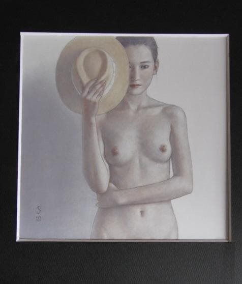 高塚省吾、【帽子】、希少な額装用画集より、新品額装付、状態良好