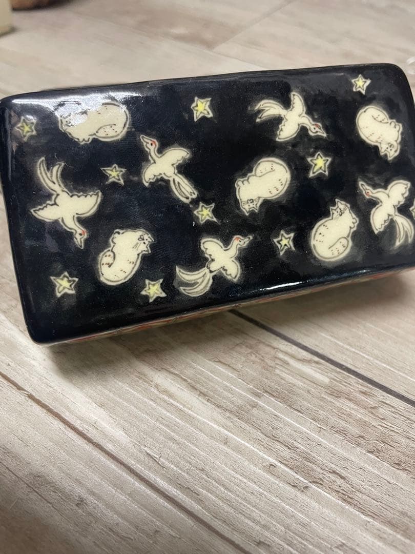 ナスミドリ　希少　陶箱　蓋物　値引き不可