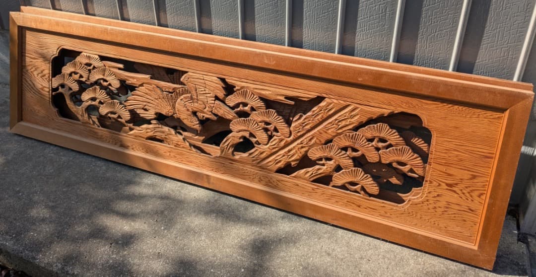 欄間　2枚セット　木製彫刻装飾