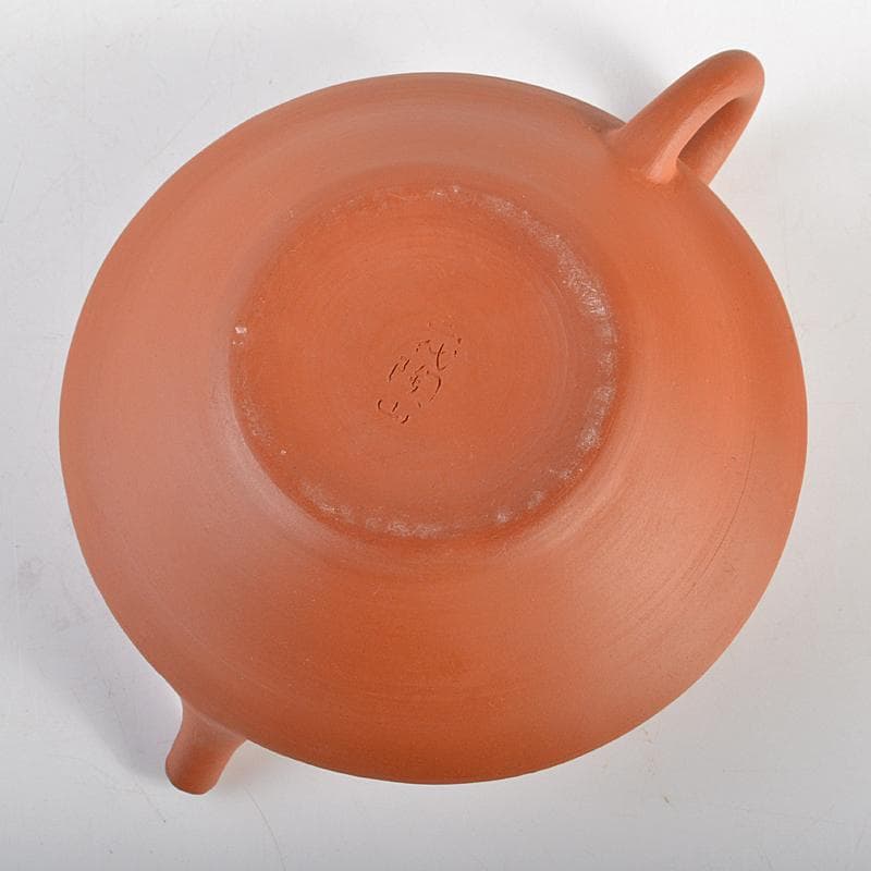 常滑焼　三代山田陶山作　紫砂　朱泥　漢詩梅文　急須　箱蓋無し　V　R7121