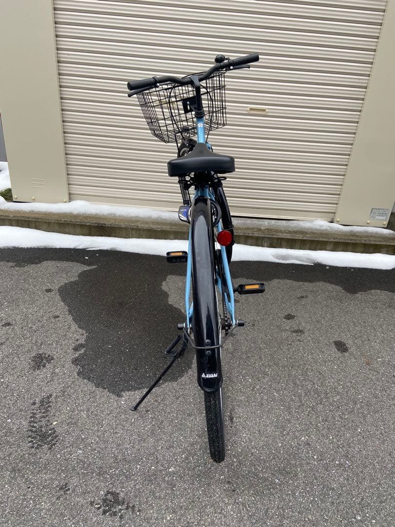 ブルーグレー シティサイクル 27インチ 前バスケット付き