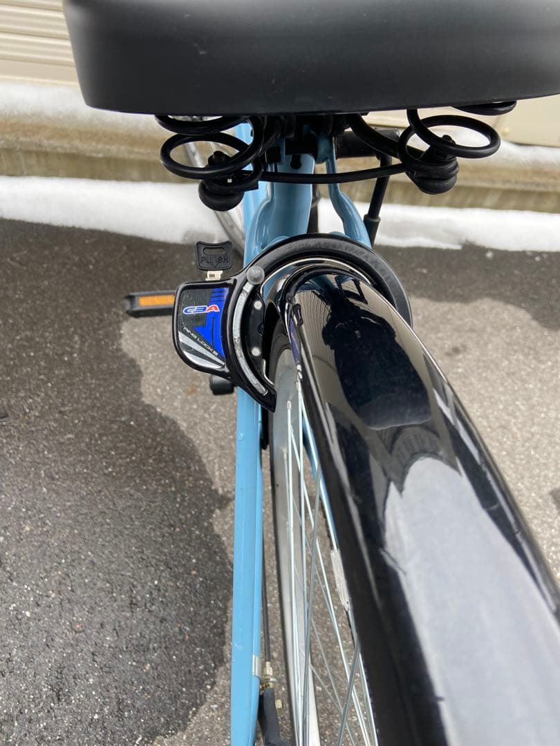 ブルーグレー シティサイクル 27インチ 前バスケット付き