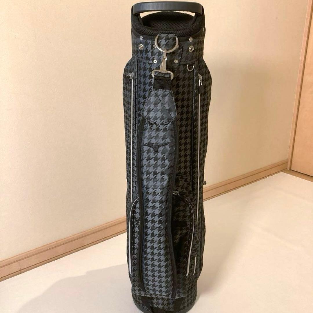 【SI】MIZUNO　千鳥格子柄 キャディバッグ ゴルフ 5分割 自立式