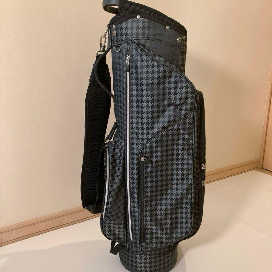【SI】MIZUNO　千鳥格子柄 キャディバッグ ゴルフ 5分割 自立式
