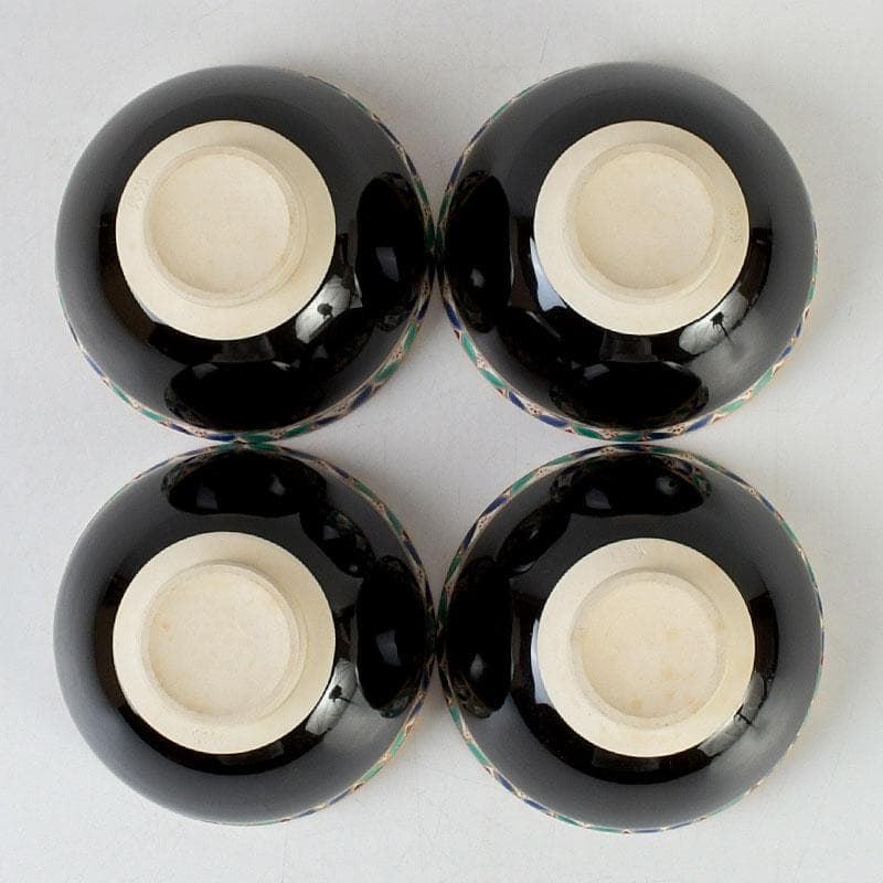 クローバー　茶道具　橋本紫雲作　黒釉　数茶碗　四客まとめて　V　9596