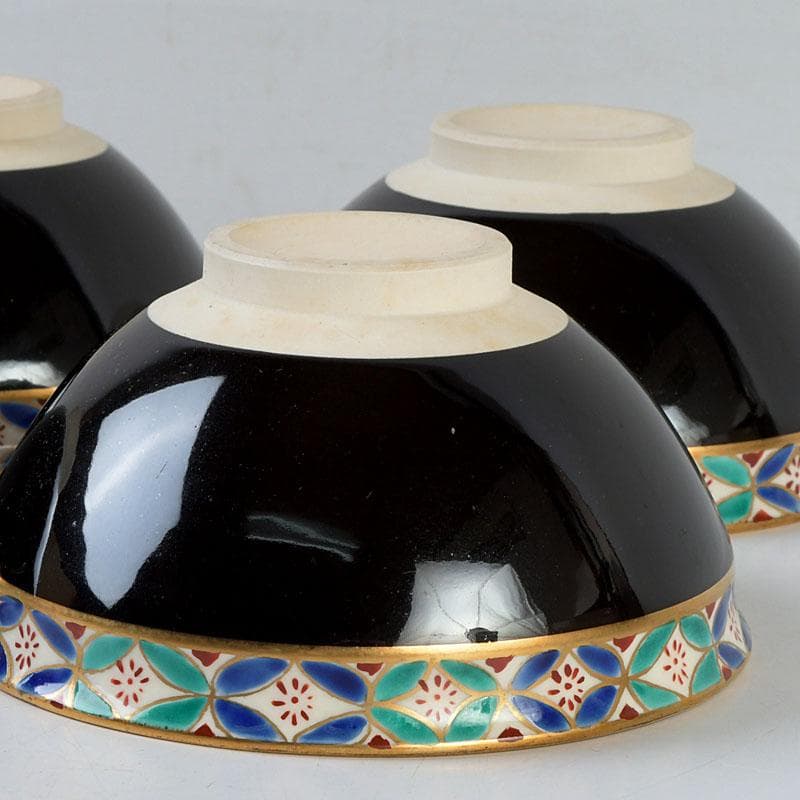 クローバー　茶道具　橋本紫雲作　黒釉　数茶碗　四客まとめて　V　9596