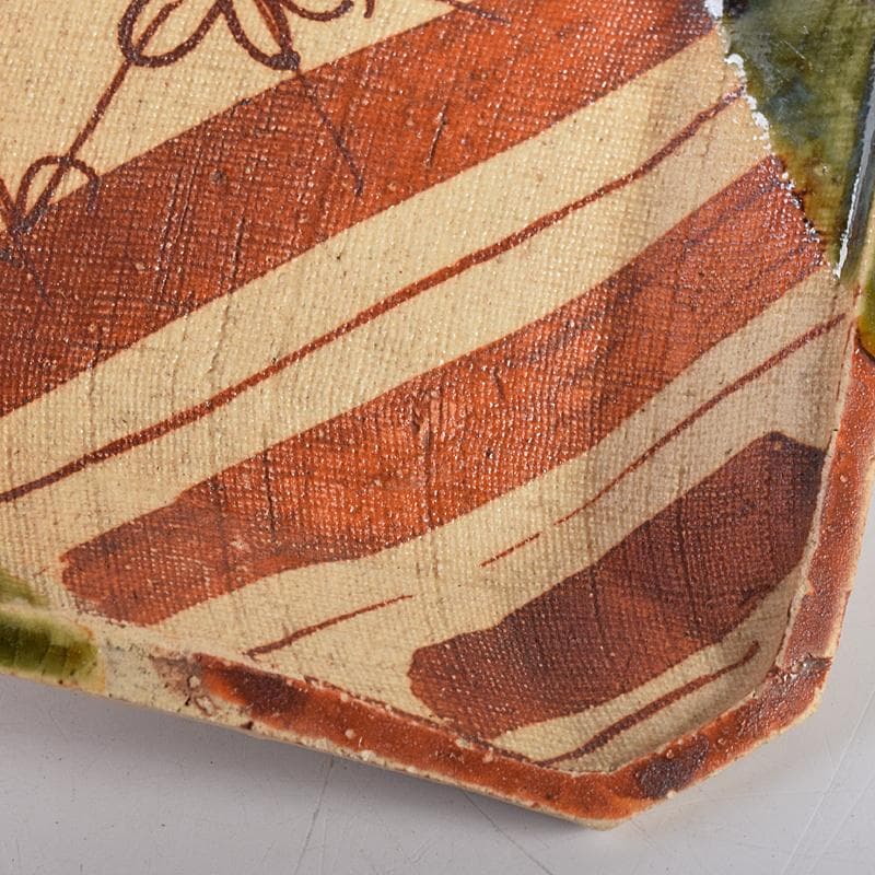 北大路魯山人作　星岡窯　織部焼　於里辺　小皿　五客　共箱　D　R8587