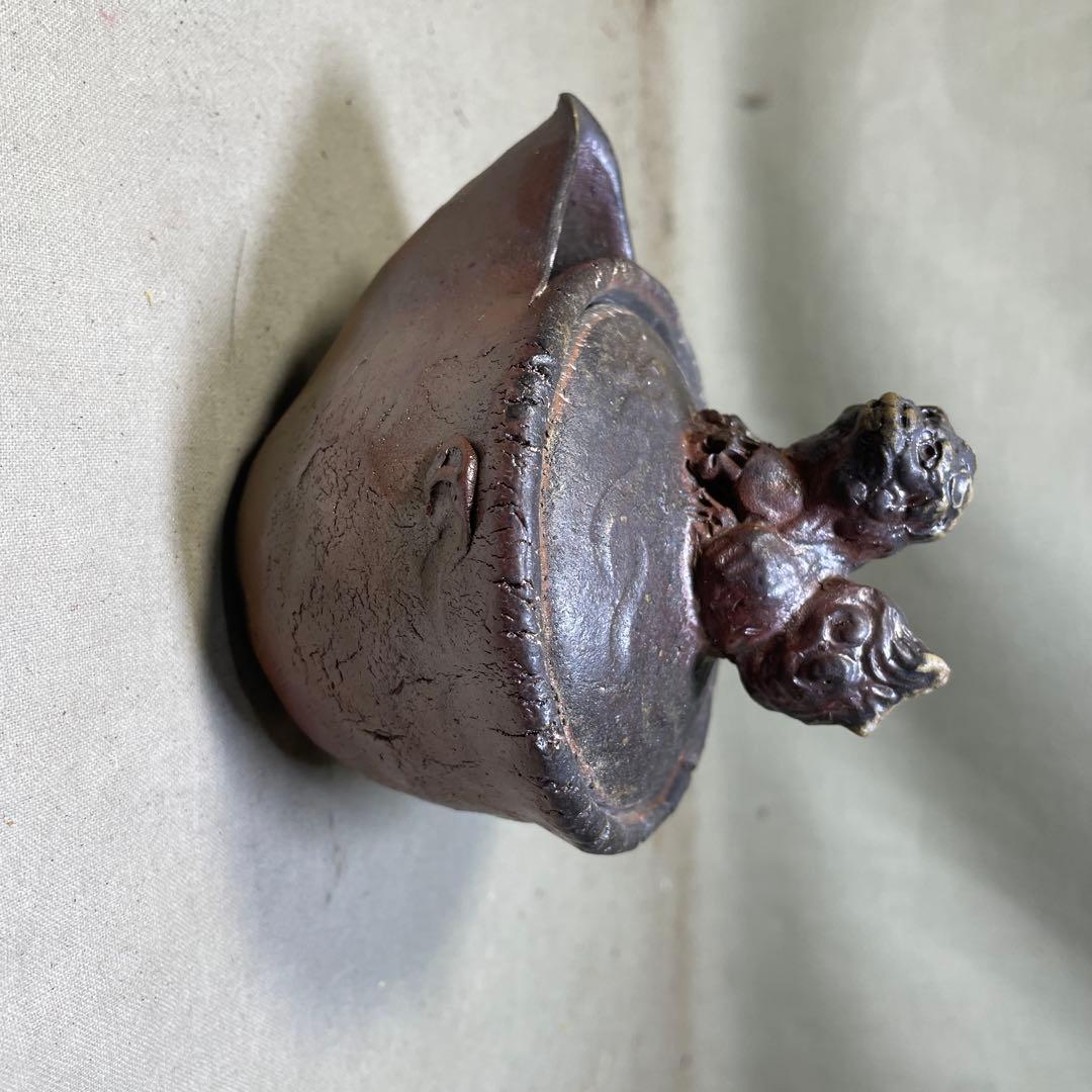 ト*ン様 備前焼　備前手造り龍宝瓶　獅子宝瓶 在銘 ２点セット 煎茶器 急須 煎